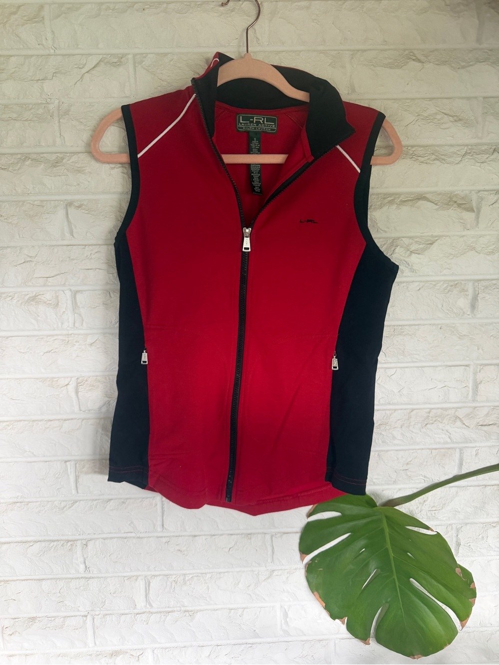 Ralph Lauren Red and Black Sleeveless Zip Swim Vest